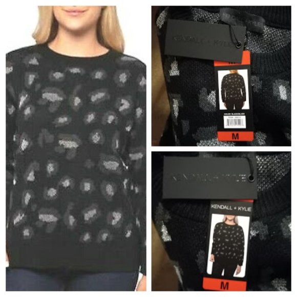 NWT!!! KENDALL + KYLIE Animal Print Sweater Pullover Women's Size M - Picture 2 of 11